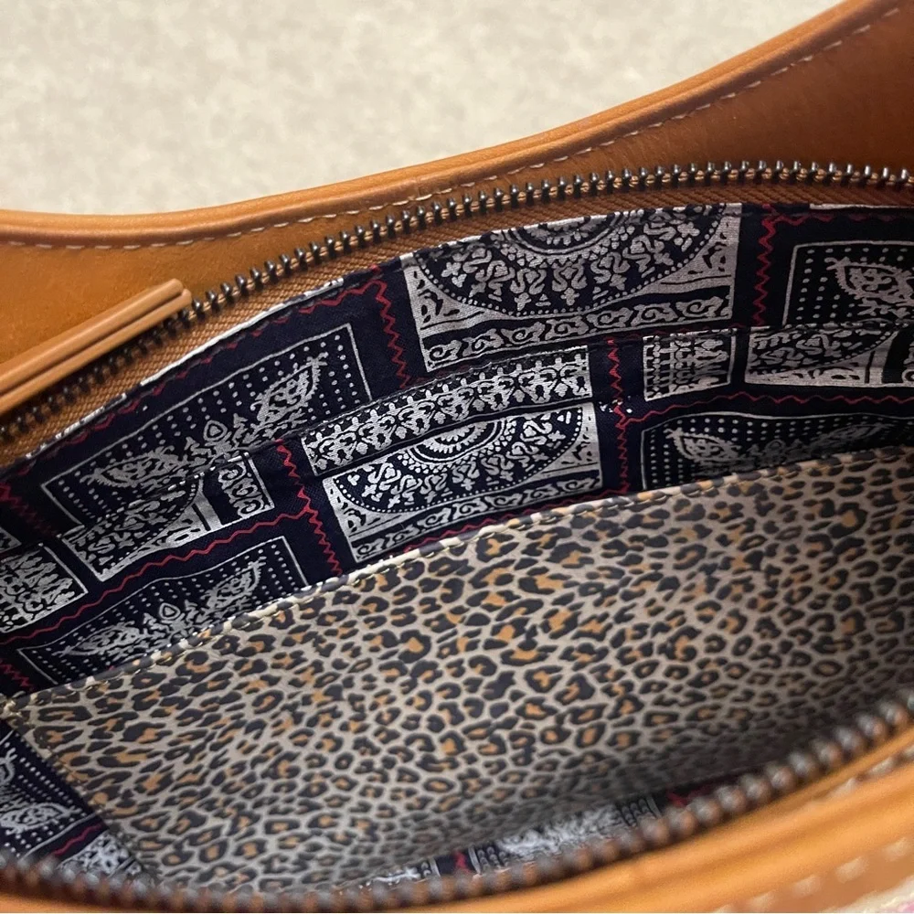 MYRA Desert Snow Animal Print Multicolor and Brown Leather Shoulder Zip Purse